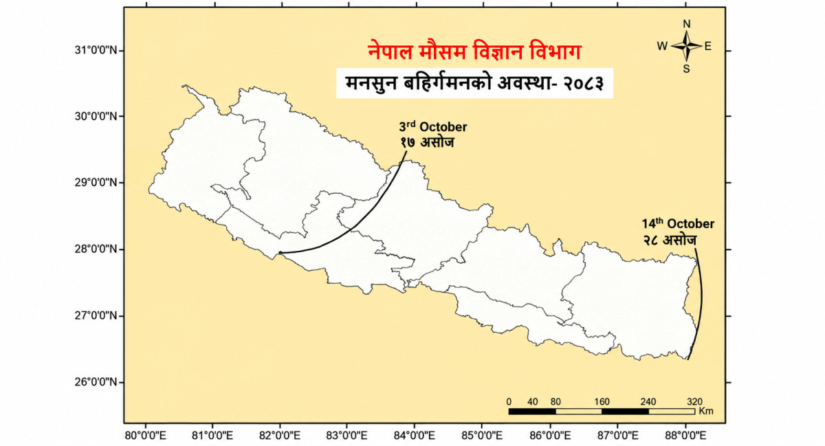 नेपालबाट पूर्णरूपमा बाहिरियो  मनसुन